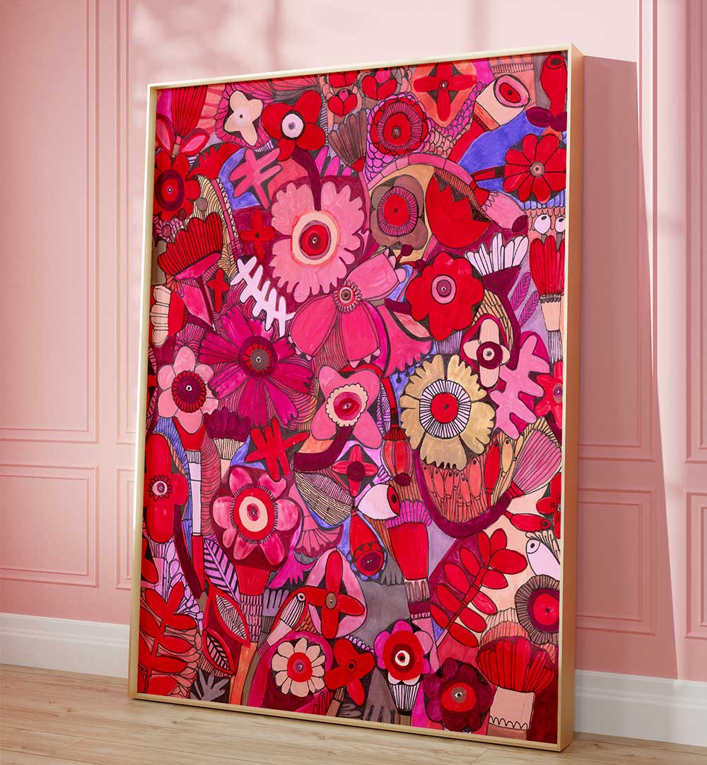 HOT PINK DELIGHT , FLORAL FLOWER PAINTINGS