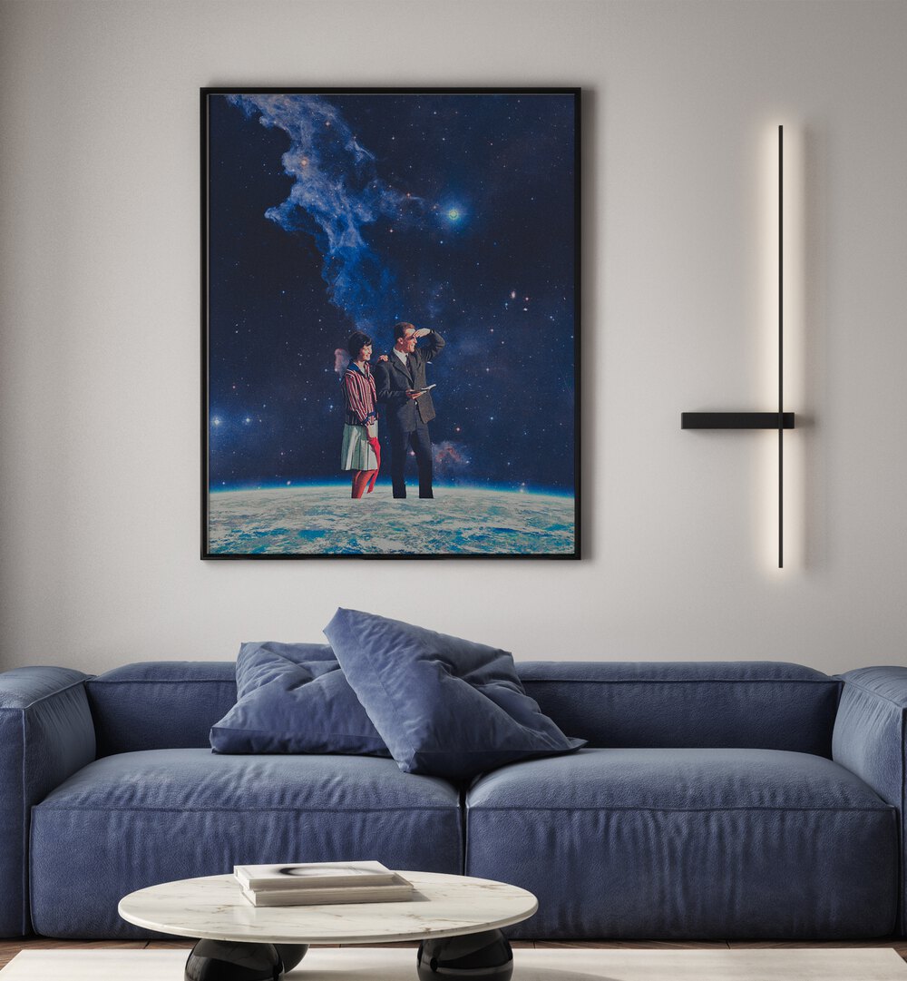 Explore the cosmos with ARRIVAL, SURREAL ART PRINTS by Space Rocket Art, featuring vibrant colors and a matte finish.