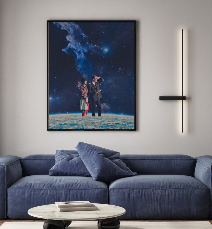 Explore the cosmos with ARRIVAL, SURREAL ART PRINTS by Space Rocket Art, featuring vibrant colors and a matte finish.