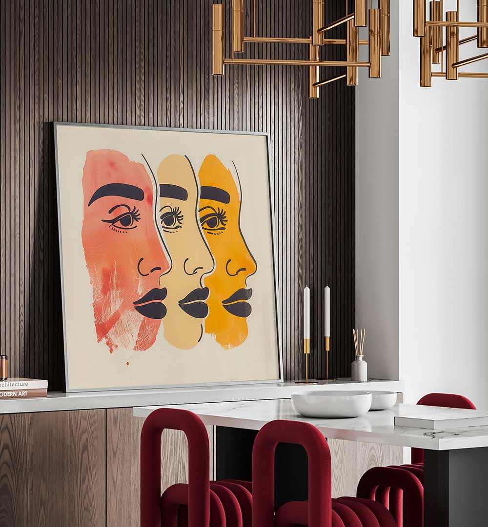 THREE FACES , BOHO ART PAINTINGS