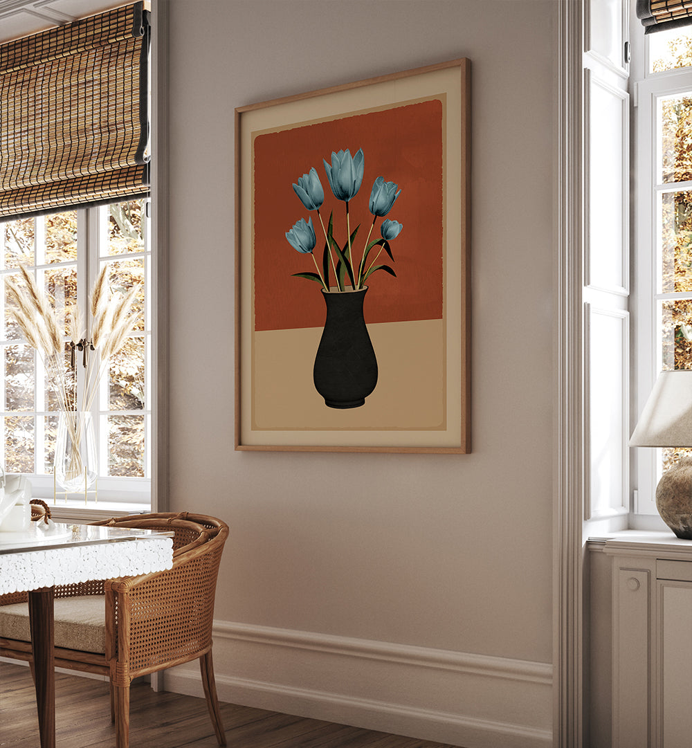 TULIPS IN VASE III , BOHO ART PAINTINGS