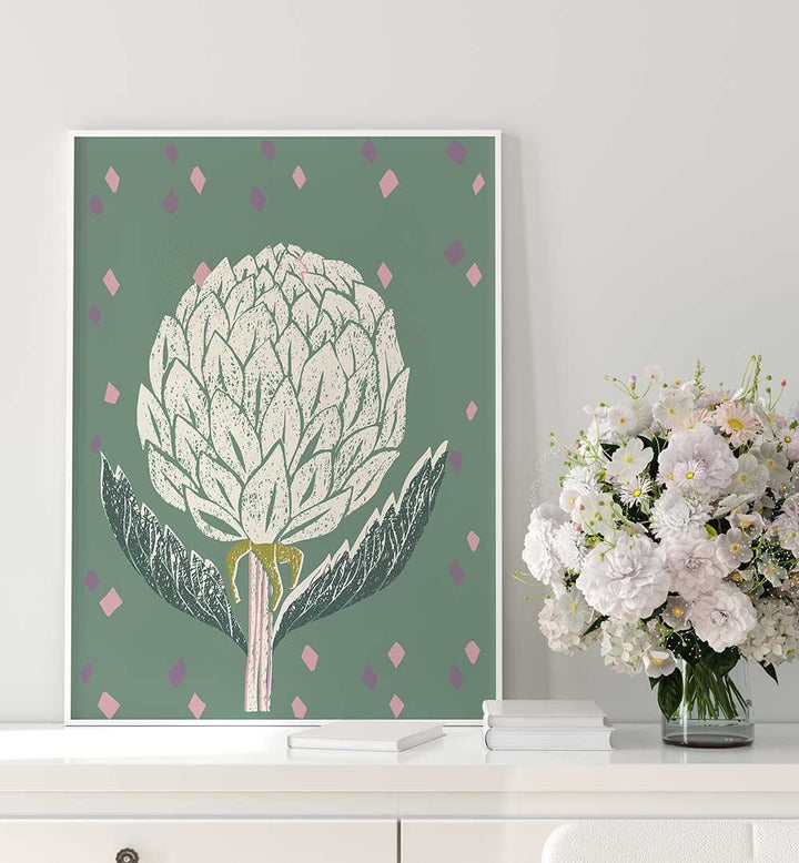 Artichoke Sage Green Floral Flower Paintings add a touch of nature's beauty to your space with enchanting designs.