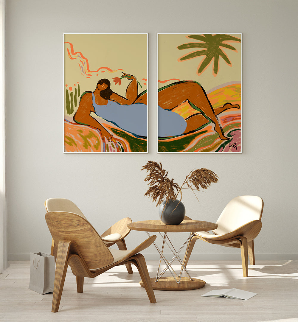 THE GOLDEN AFTERNOON , SET OF 2 PAINTINGS