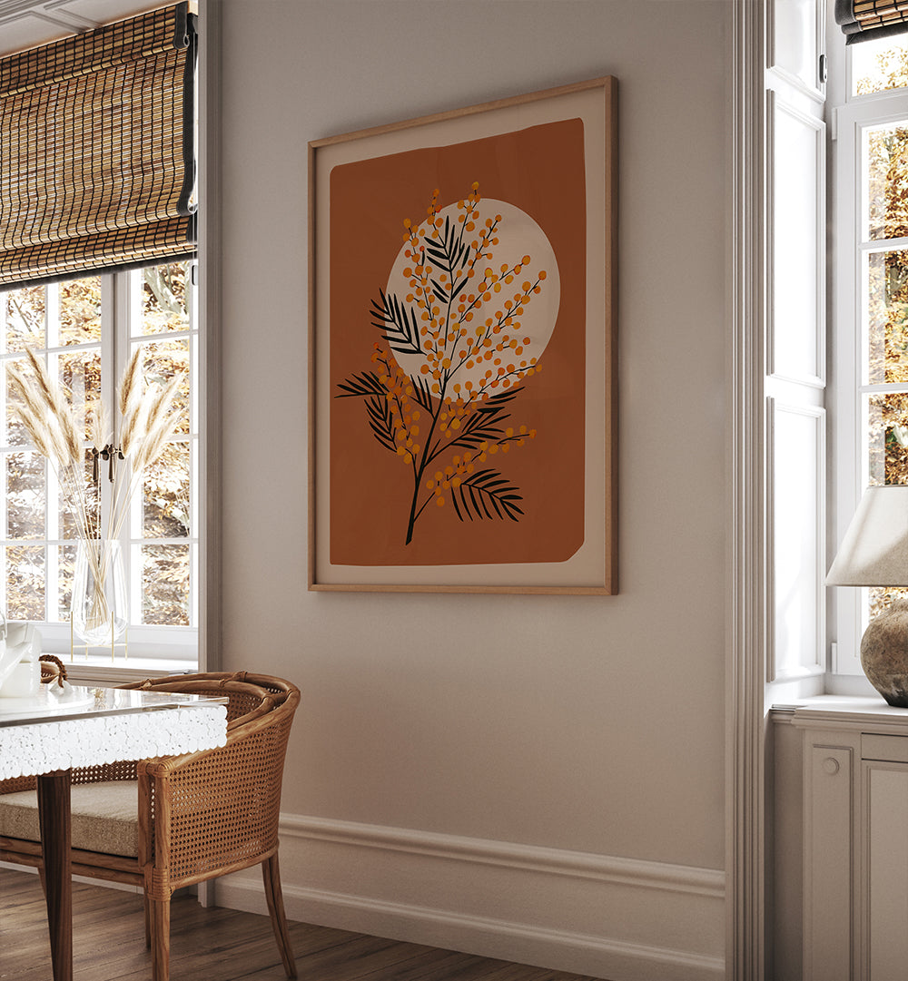 THE MIMOSA I , FLORAL FLOWER PAINTINGS