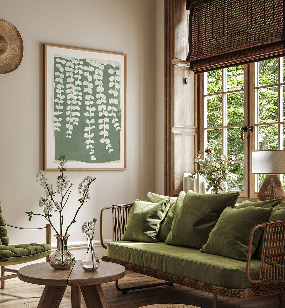 MINIMAL ABSTRACT LEAVES II , FLORAL FLOWER PAINTINGS