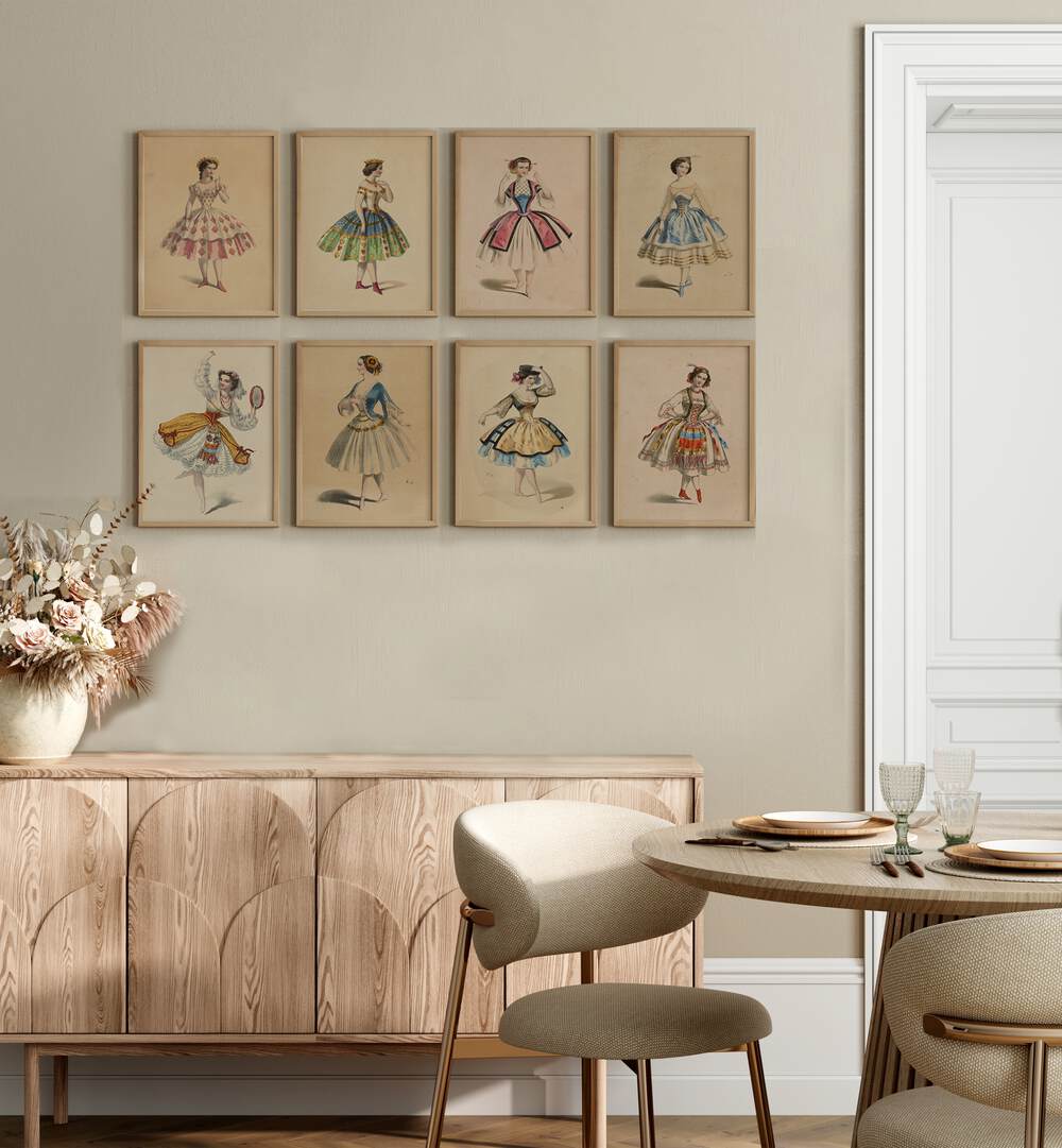 Elegant FRENCH BALLET SET GALLERY WALL featuring graceful ballet dancers, perfect for stylish GALLERY WALLS in any home.