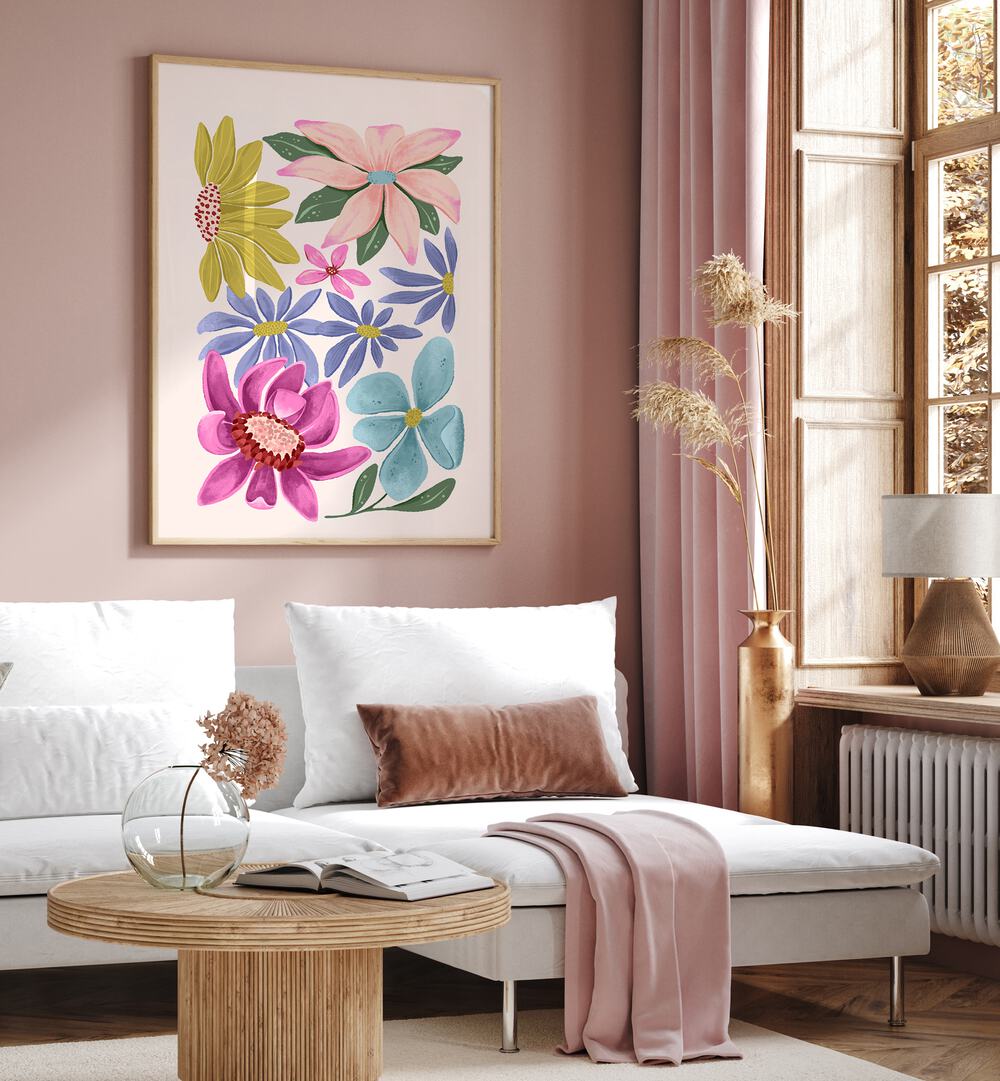 Bright and vibrant floral artwork featured in the FLOWER PUZZLE, FLORAL FLOWER PAINTINGS, enhancing any space beautifully.