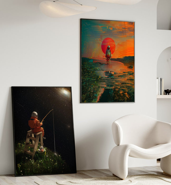 Discover the COSMIC JOURNEYS SET, SET OF 2 PAINTINGS, blending abstract art with cosmic energy for your home.