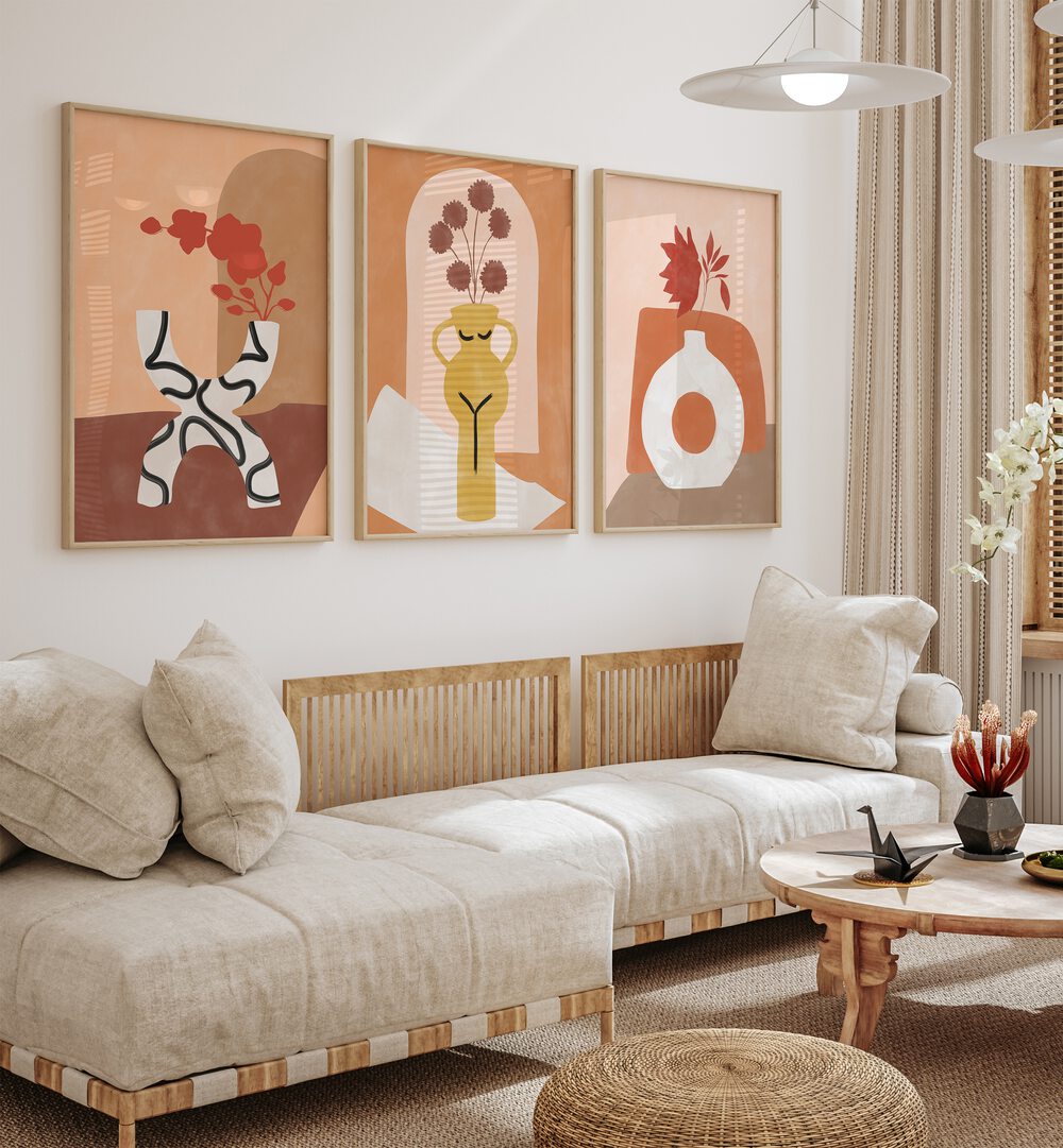 Transform your space with the CERULEAN BLISS SET, SET OF 3 PAINTINGS, showcasing calming cerulean hues.