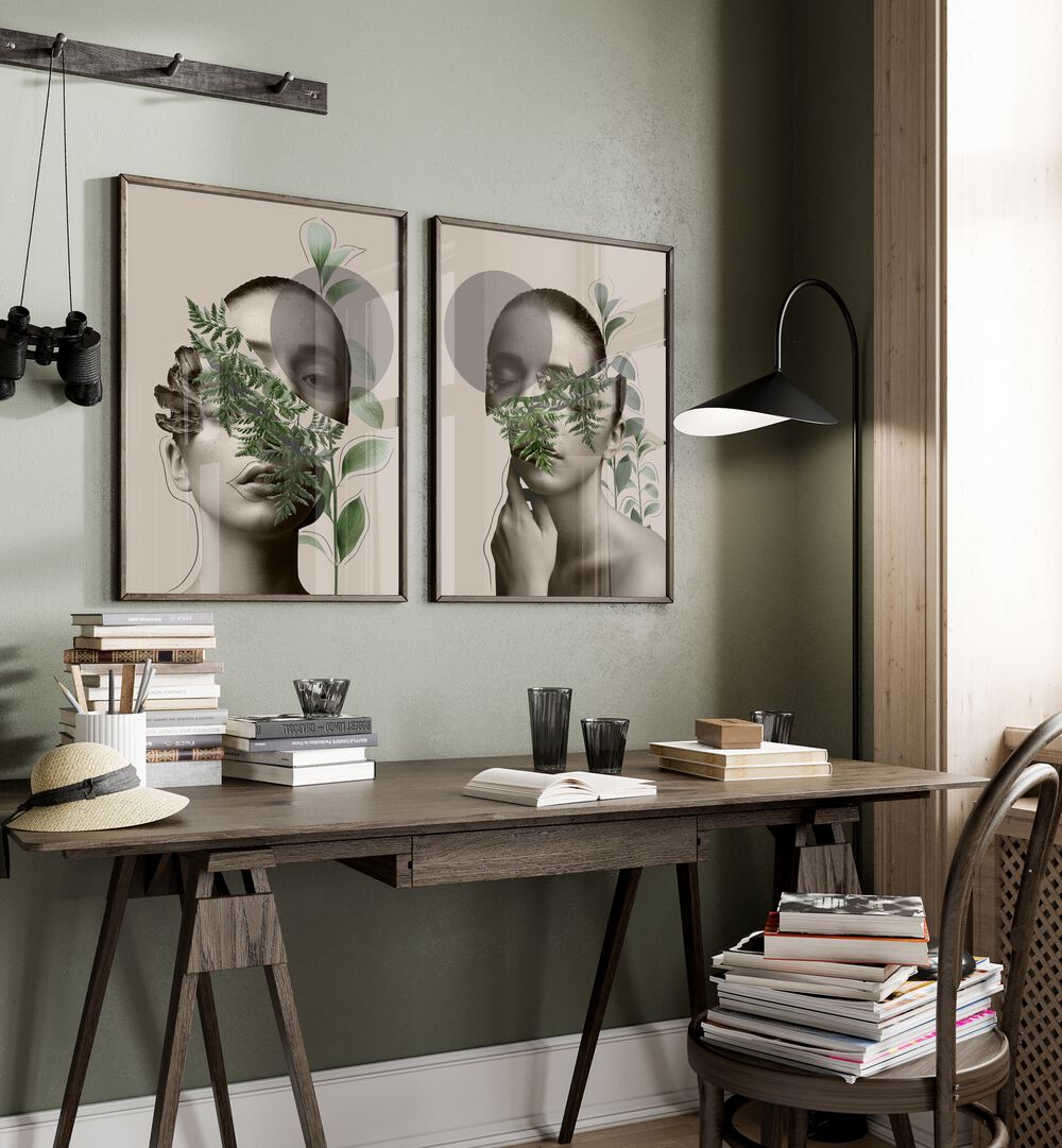 Discover the FLORA VEILED FACES SET, SET OF 2 PAINTINGS, blending nature and elegance for your art collection.