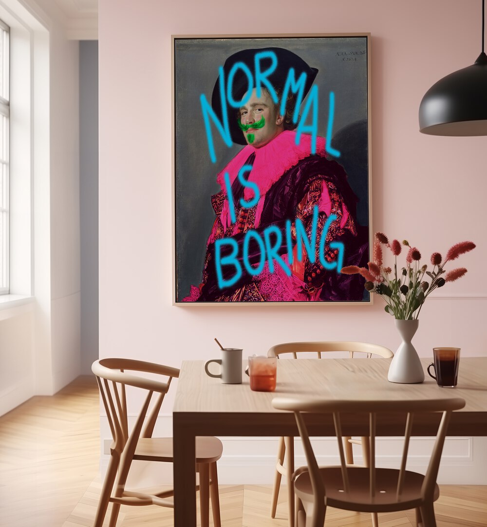 Brightly colored "NORMAL IS BORING, QUOTES" poster adds creativity to any space, perfect for unique home decor.
