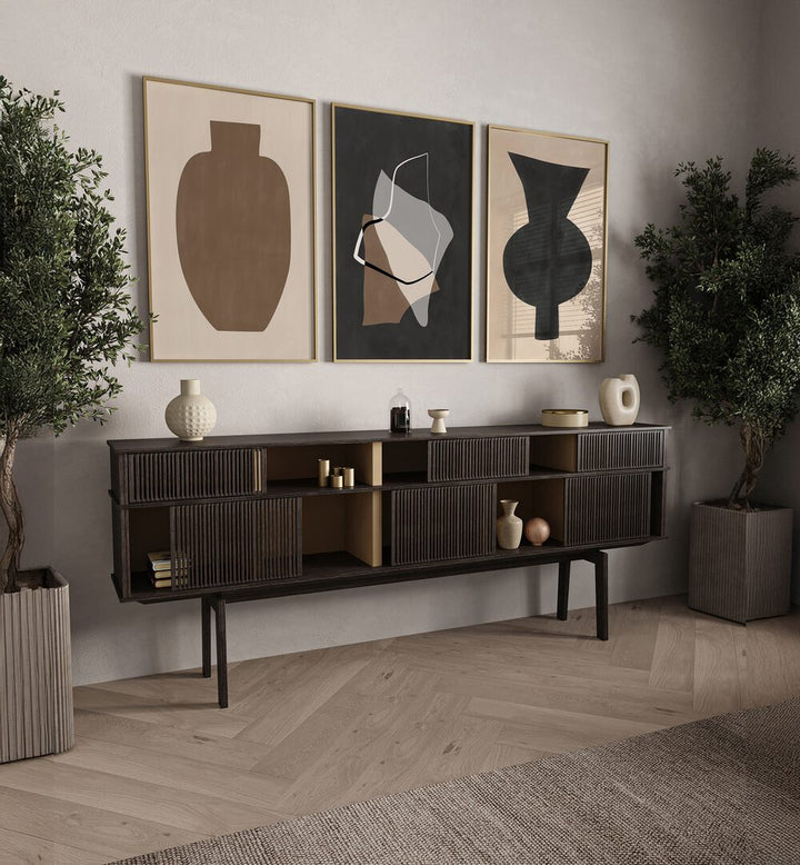 Transform your home with the EARTHEN ELEGANCE SET, SET OF 3 PAINTINGS showcasing earthy tones and organic forms.