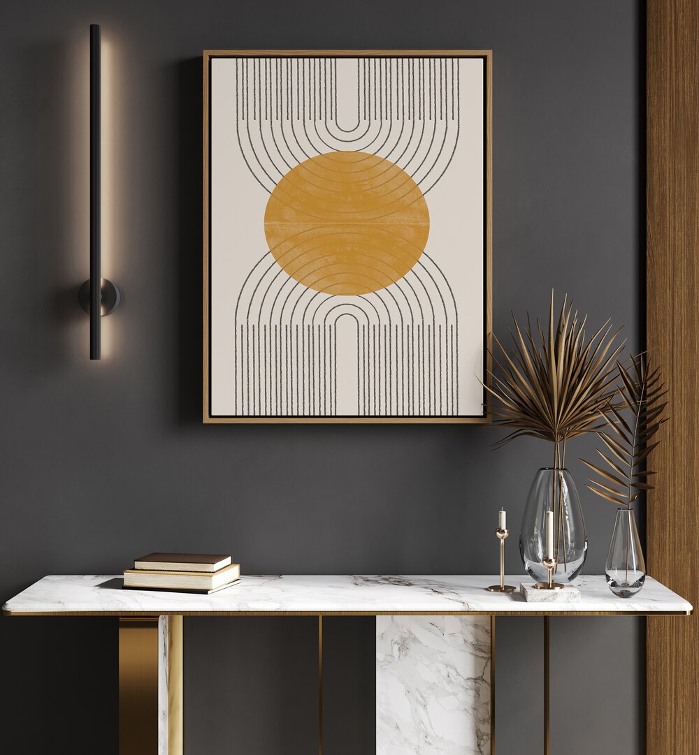 Elevate your decor with PERFECT POINT YELLOW, BOHO ART PAINTINGS, showcasing warm bohemian style. Perfect for any room.