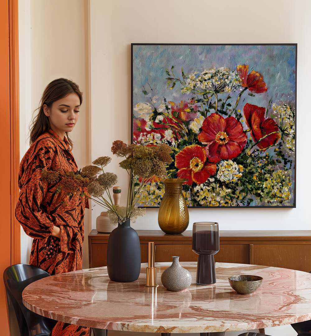 Elegant GENTLY MOORING, FLORAL FLOWER PAINTINGS enhance your space with vibrant floral beauty and serene tranquility.