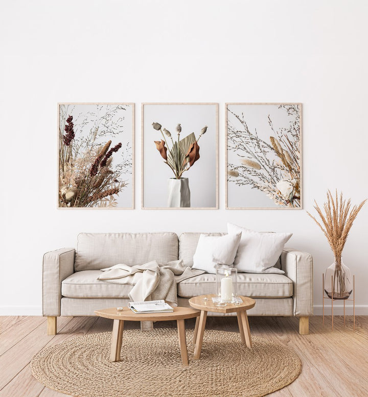 Elegant WHISPERING FIELDS SET, SET OF 3 PAINTINGS showcases nature's beauty, perfect for a serene living space.