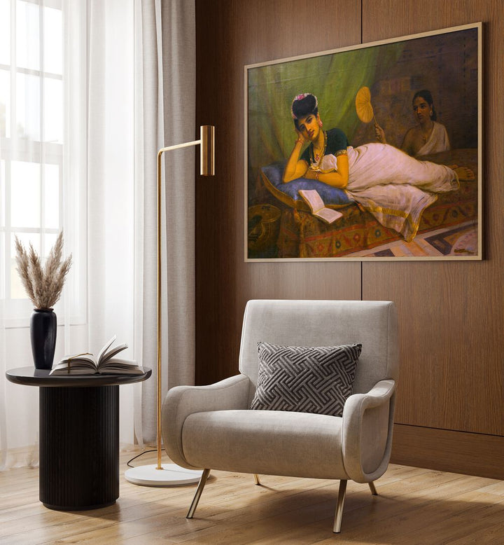 RECLINING WOMAN , INDIAN ART PAINTINGS