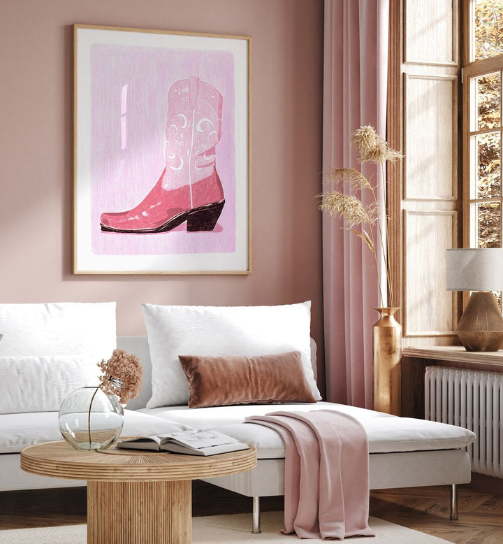 Stylish PAC COW GIRL BOOT showcased in a chic fashion poster, perfect for modern cowgirls. Add flair to your decor!
