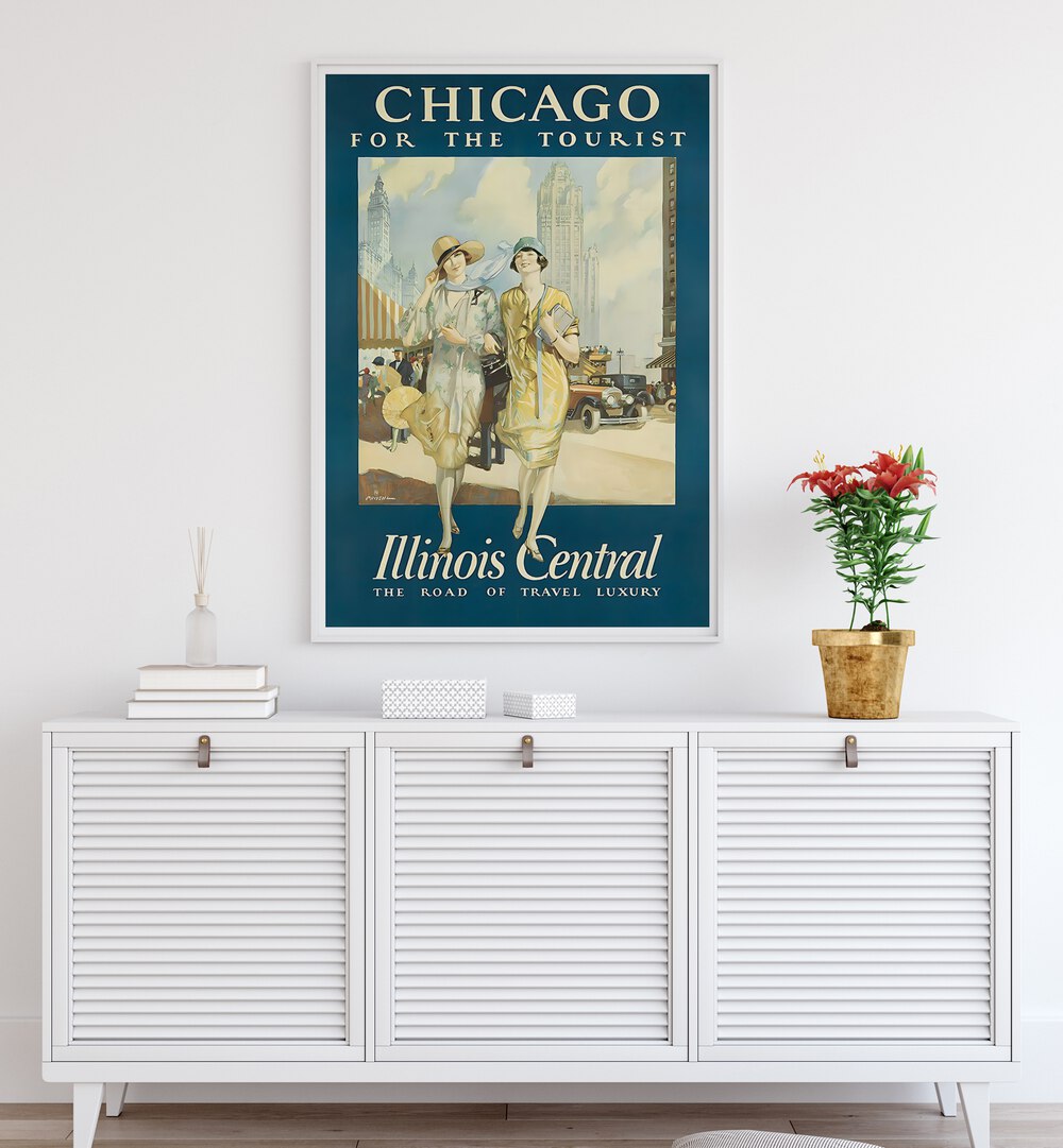 Transform your space with CHICAGO, VINTAGE TRAVEL POSTERS, showcasing timeless elegance and the Windy City's charm.
