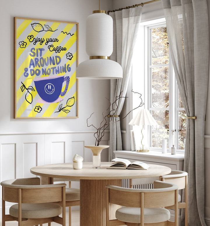 Bright and inviting ENJOY COFFEE, QUOTES AND TYPOGRAPHY POSTERS enhance any coffee lover's space beautifully.