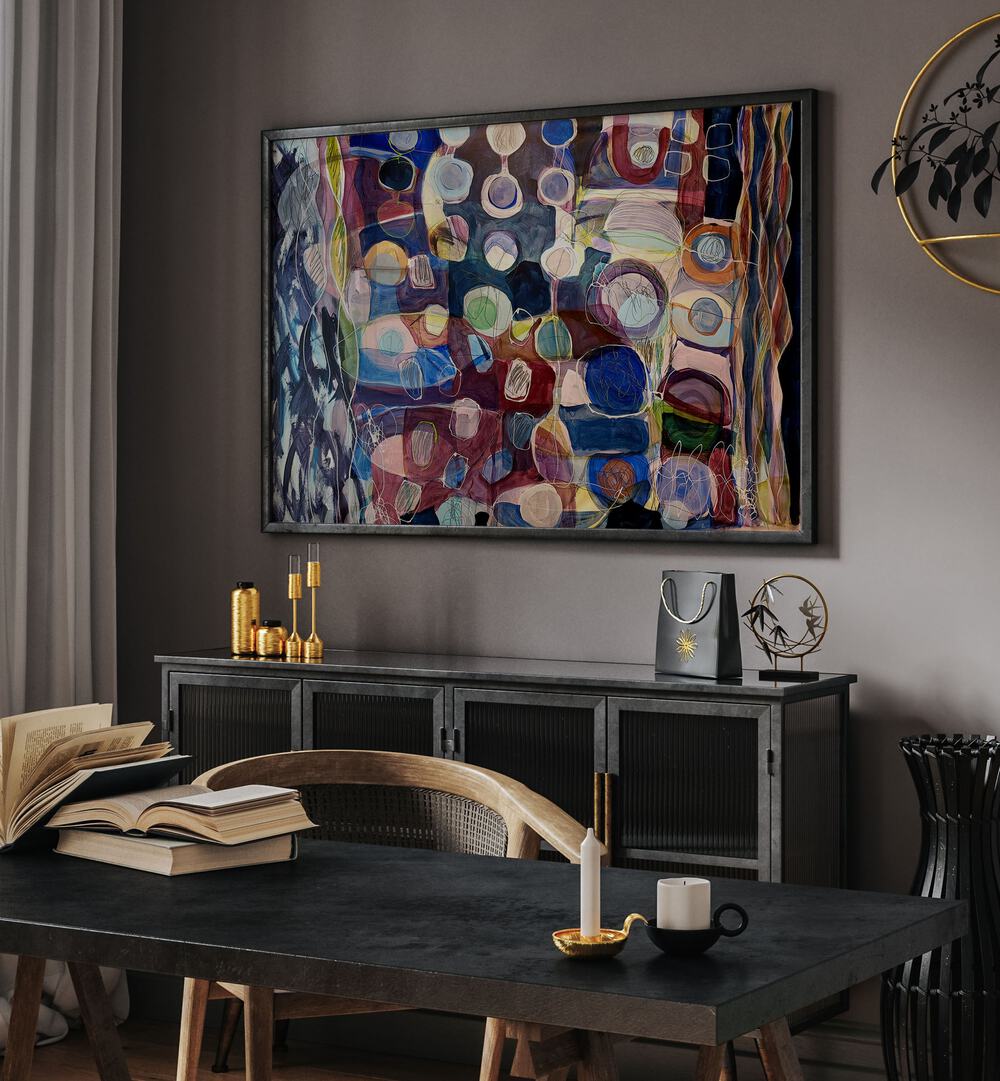 Elevate your decor with ELEMENTS ORGANISEES I, ABSTRACT PAINTINGS, showcasing vibrant colors and dynamic brush strokes.