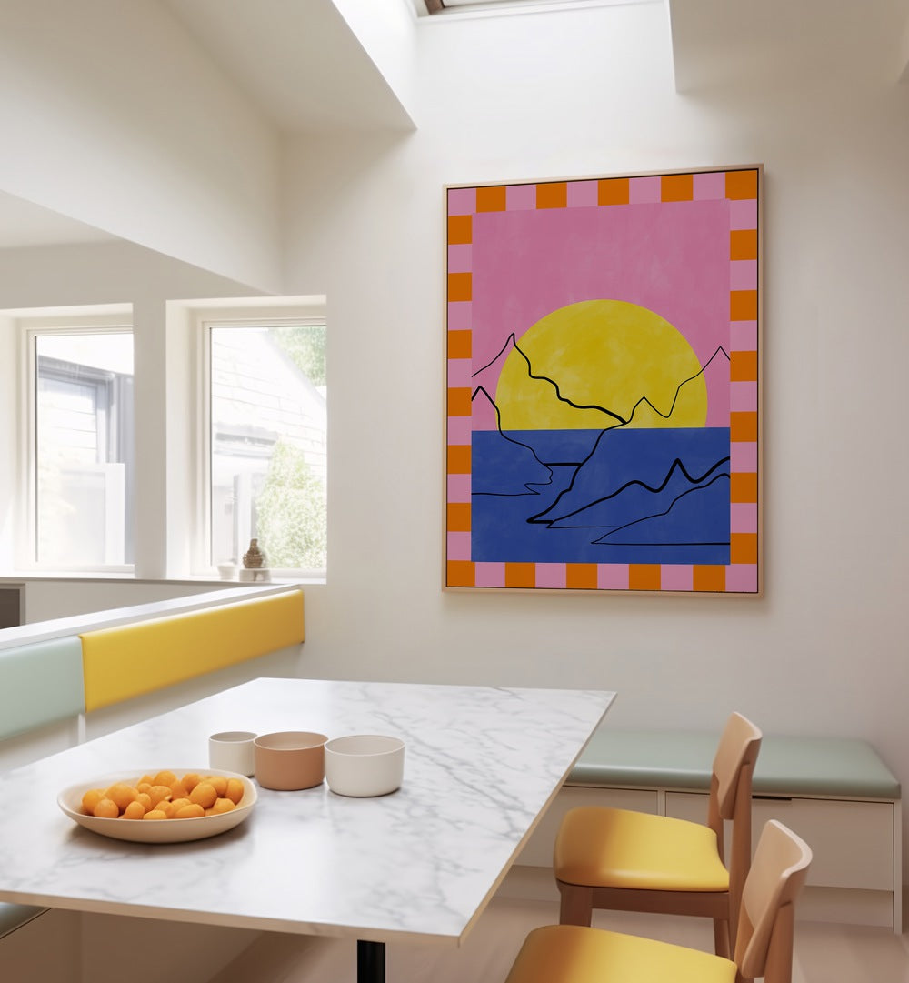 Vibrant DROWNING SUN, LANDSCAPE PAINTINGS by Elena Ristova adds a stunning touch to any modern interior space.