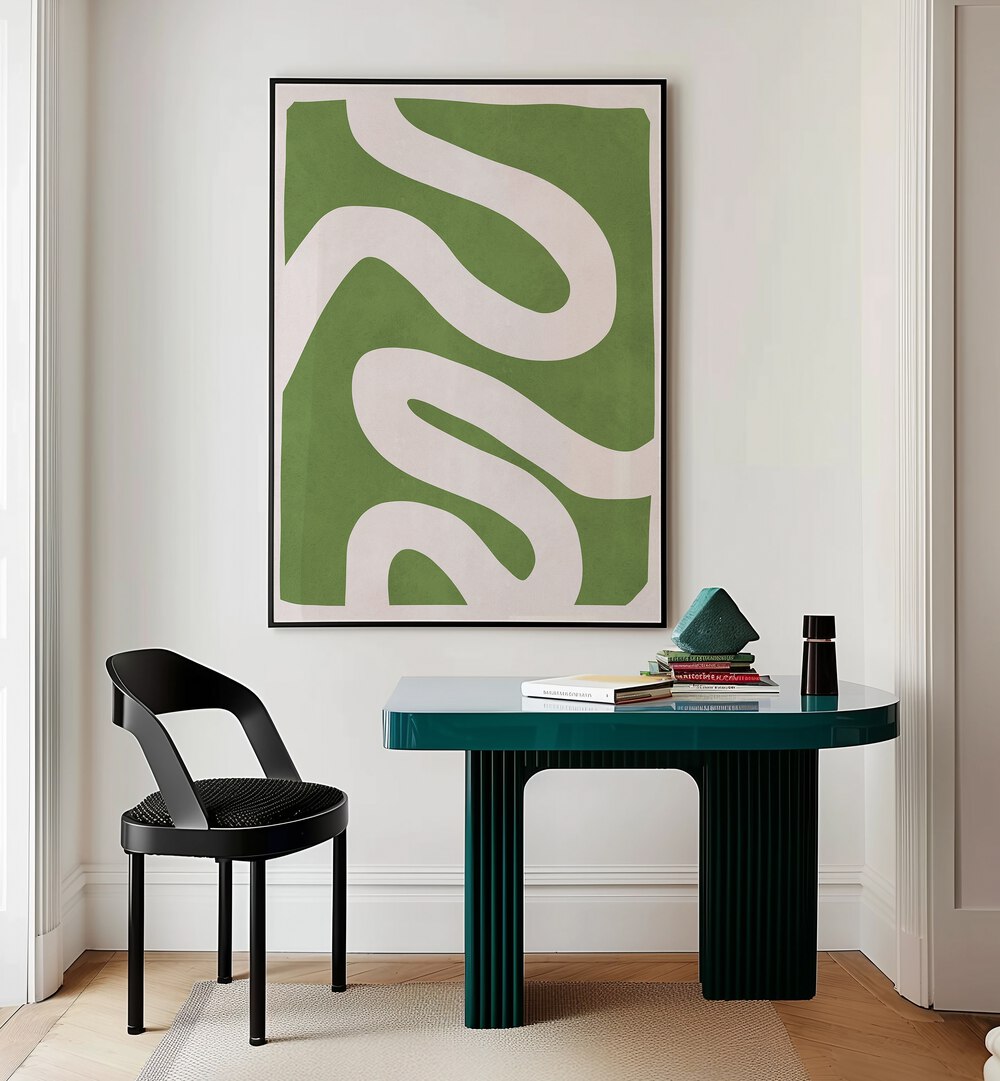 Elegant interior showcasing EXPRESSIVE LINES II, ABSTRACT PAINTINGS, enhancing creativity in artistic spaces.
