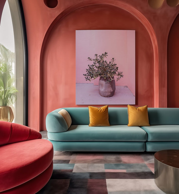 Stylish interior featuring SPANISH RUSTIC SUCCULENT, FLORAL FLOWER PAINTINGS for a vibrant home decor accent.