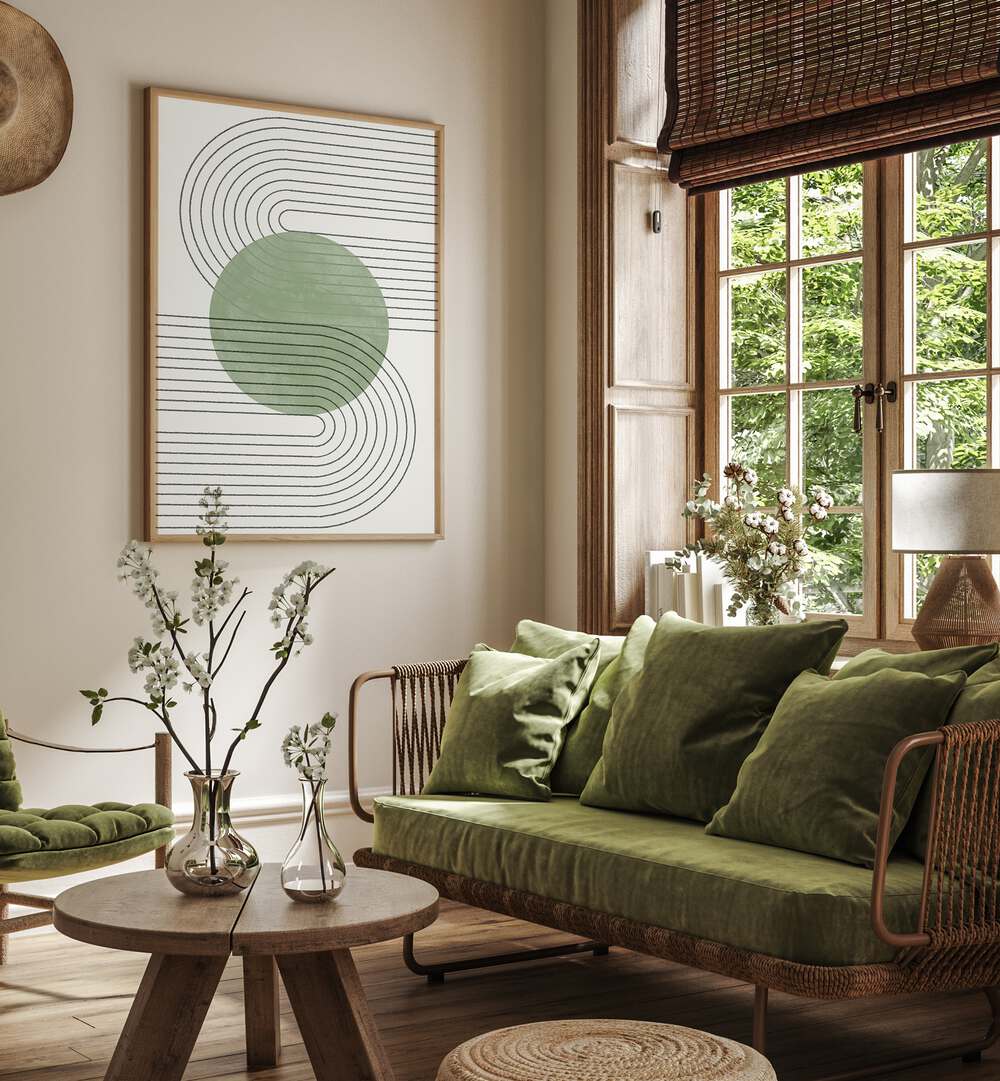 SAGE GREEN BALANCE NO.1, BOHO ART PAINTINGS enhance your space with serene greens and calming earthy tones.
