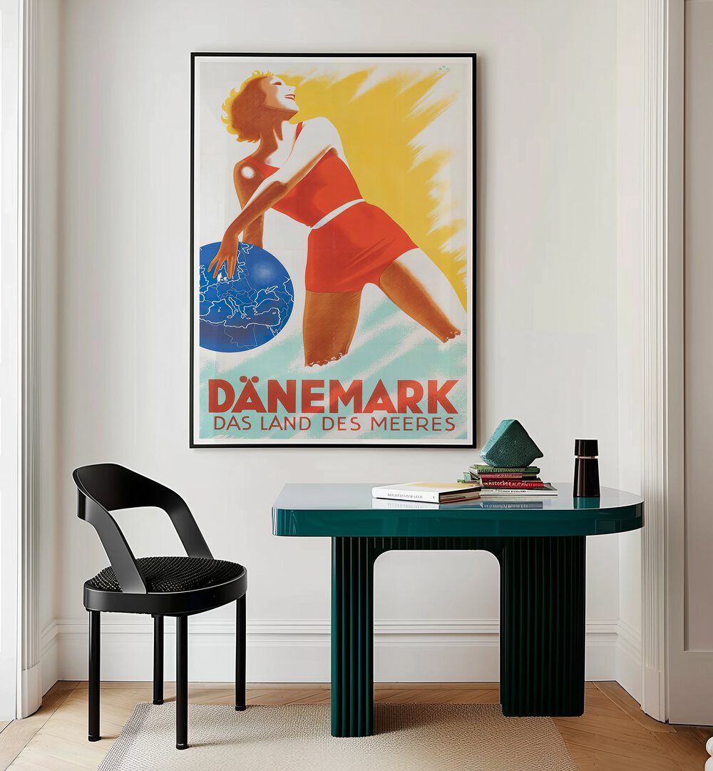 DANEMARK vintage travel poster showcasing a vibrant design, perfect for adding charm to any decor.