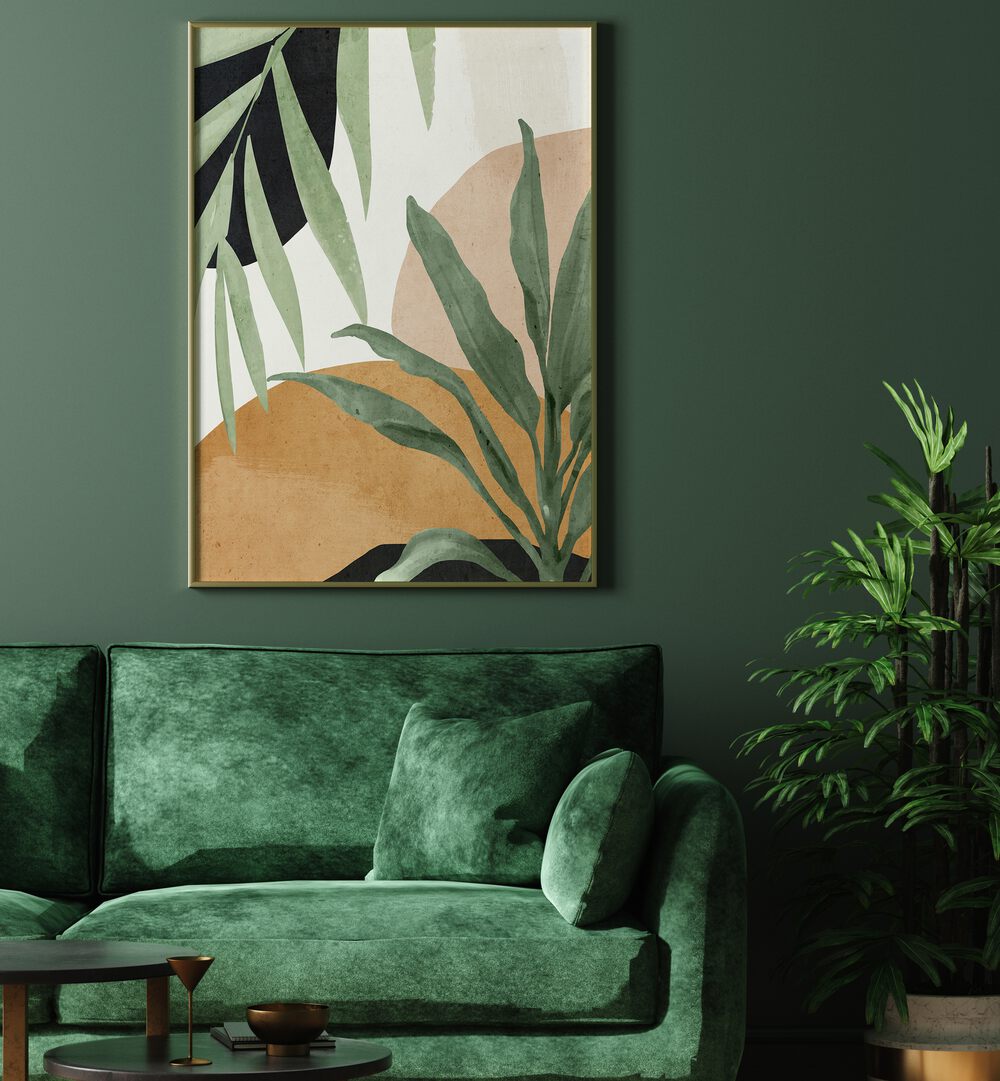 Transform your space with ABSTRACT TROPICAL LEAVES V, BOHO ART PAINTINGS, featuring vibrant, artistic tropical leaves.