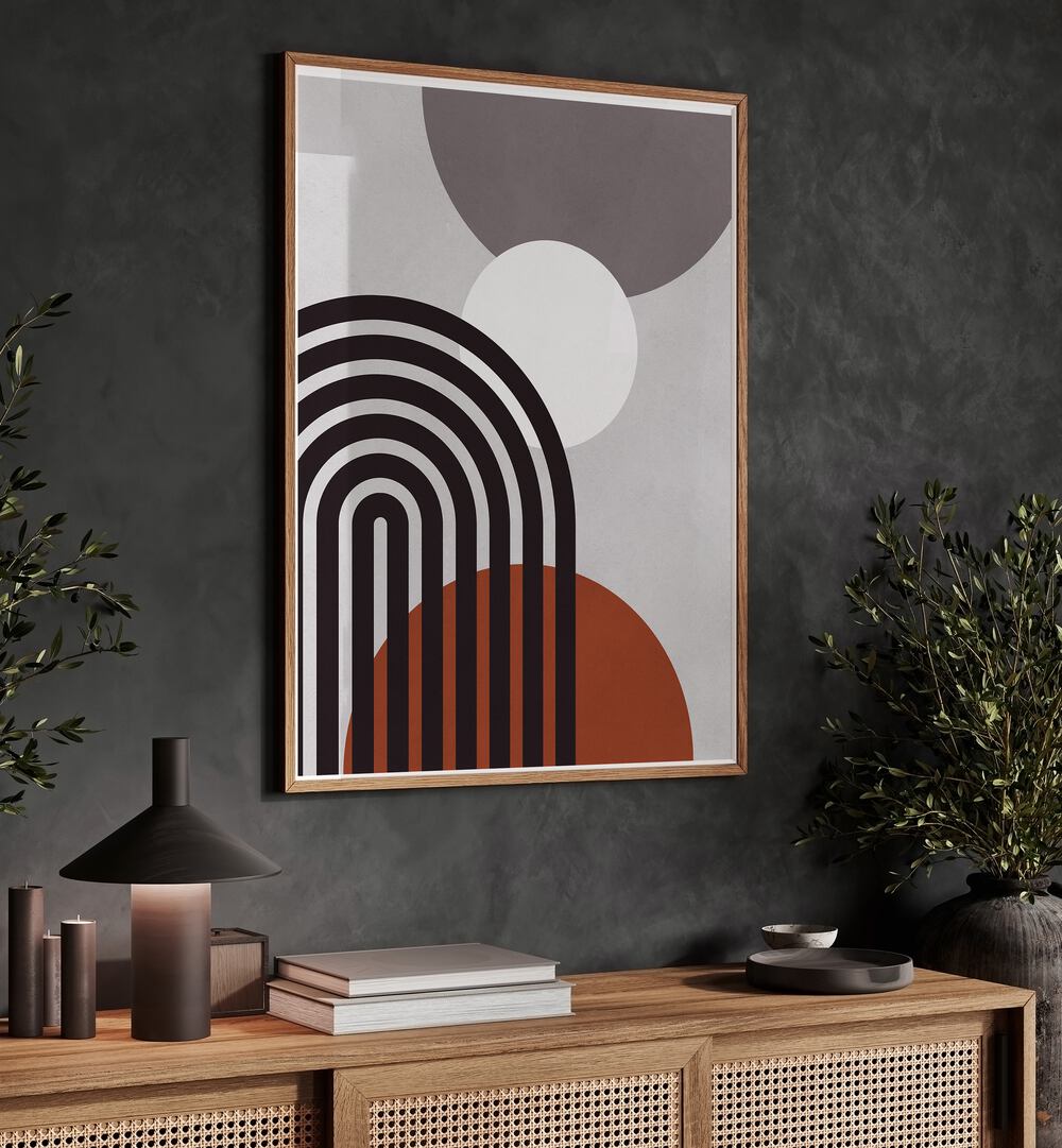 Modern decor featuring LINES AND CIRCLES XIII, BOHO ART PAINTINGS, enhancing creativity with geometric elegance.