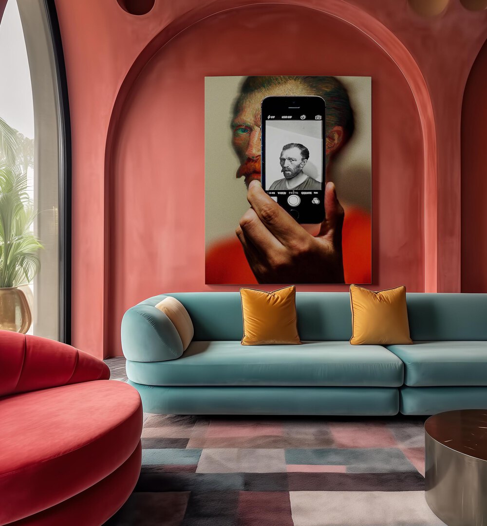 Elevate your decor with SHOW YOU MY SELFIE, ALTERED ART PRINTS by Dikhotomy, a stunning blend of modern self-expression.