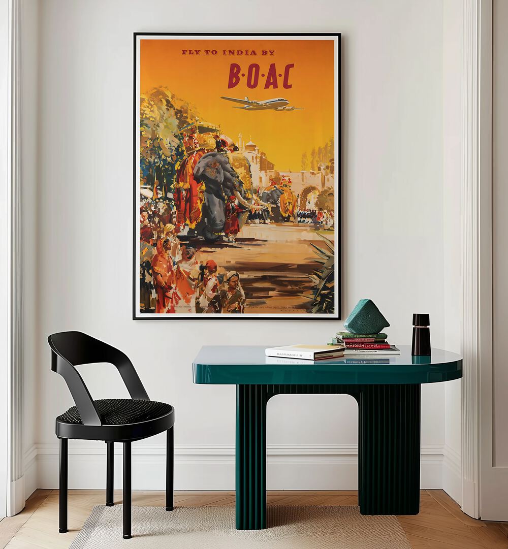 Fly to India Vintage Travel Posters showcase vibrant culture and landscapes, perfect for enhancing any space.
