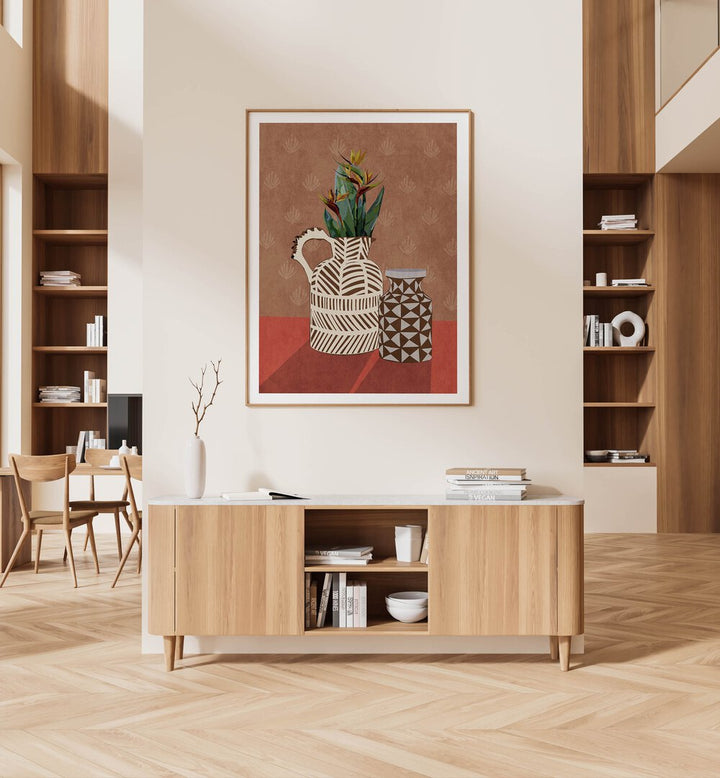 Bright and elegant FLOWER VASE IV, BOHO ART PAINTINGS by Emel Tunaboylu enhances modern spaces beautifully.