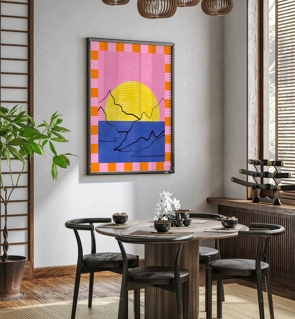 Vibrant DROWNING SUN, LANDSCAPE PAINTINGS by Elena Ristova brighten any space with stunning colors and serene nature.