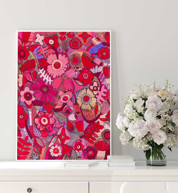 HOT PINK DELIGHT , FLORAL FLOWER PAINTINGS
