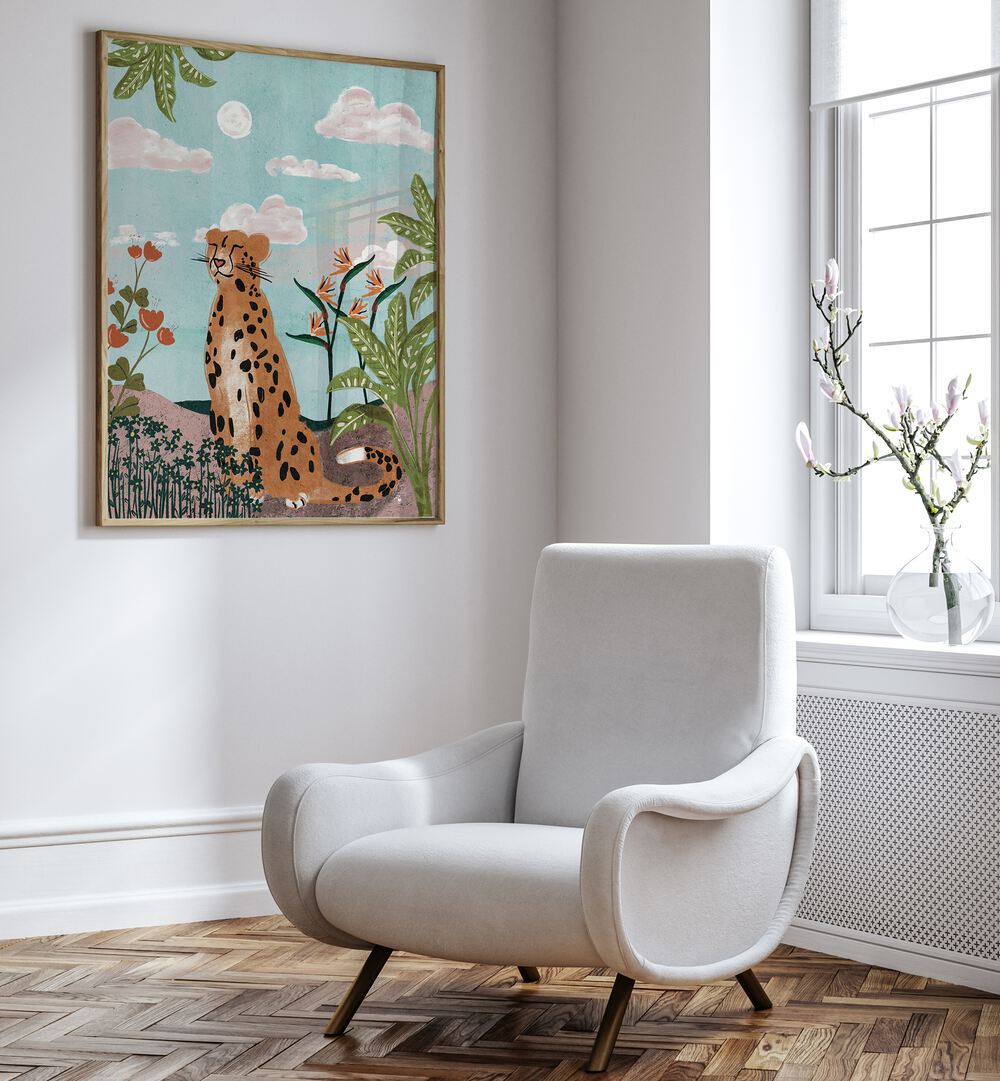 Admire the vibrant LEOPARD IN JUNGLE, ANIMAL PAINTINGS, showcasing wildlife's beauty in your home decor.