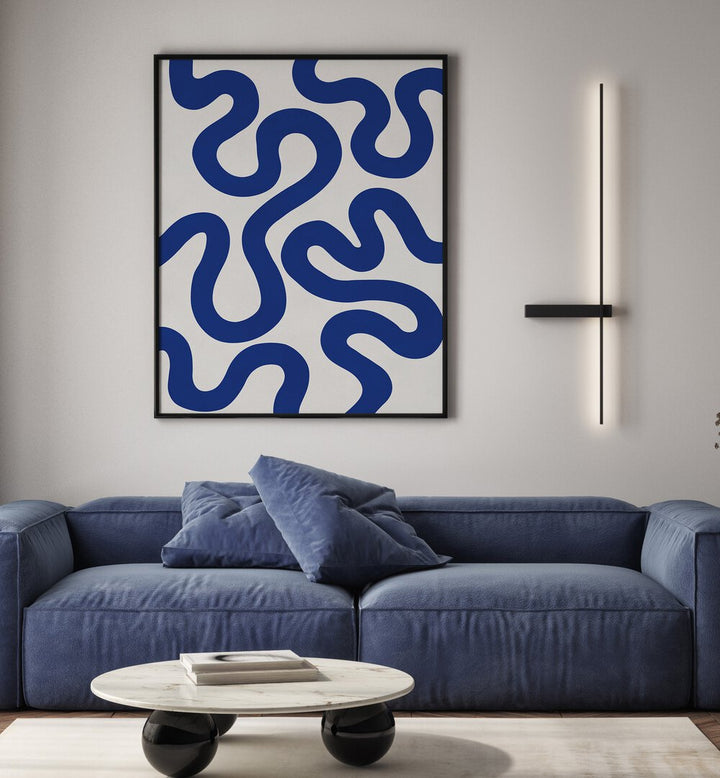 Stylish living room featuring UNDULATING CURVES IV, ABSTRACT PAINTINGS, enhancing modern decor with functional art.