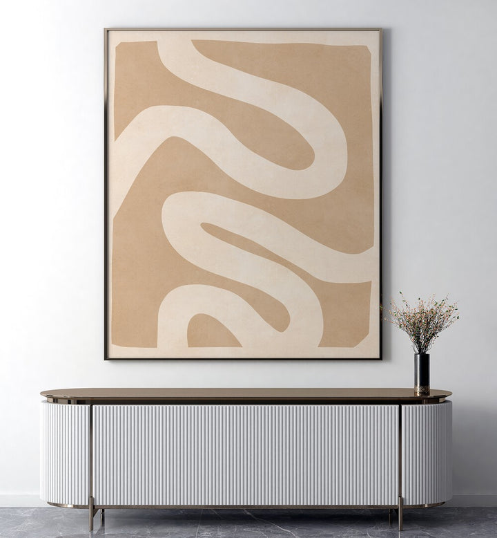 Stylish interior featuring EXPRESSIVE LINES V, ABSTRACT PAINTINGS, enhancing modern decor with artistic flair.