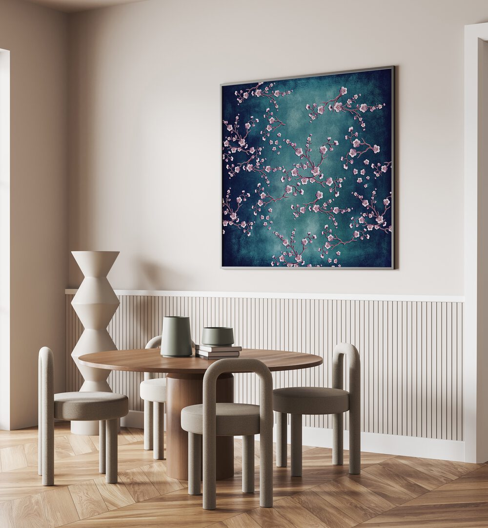 Elegant CHERRY BLOSSOM DREAM, FLORAL FLOWER PAINTINGS enhances your space with vibrant, abstract floral beauty.
