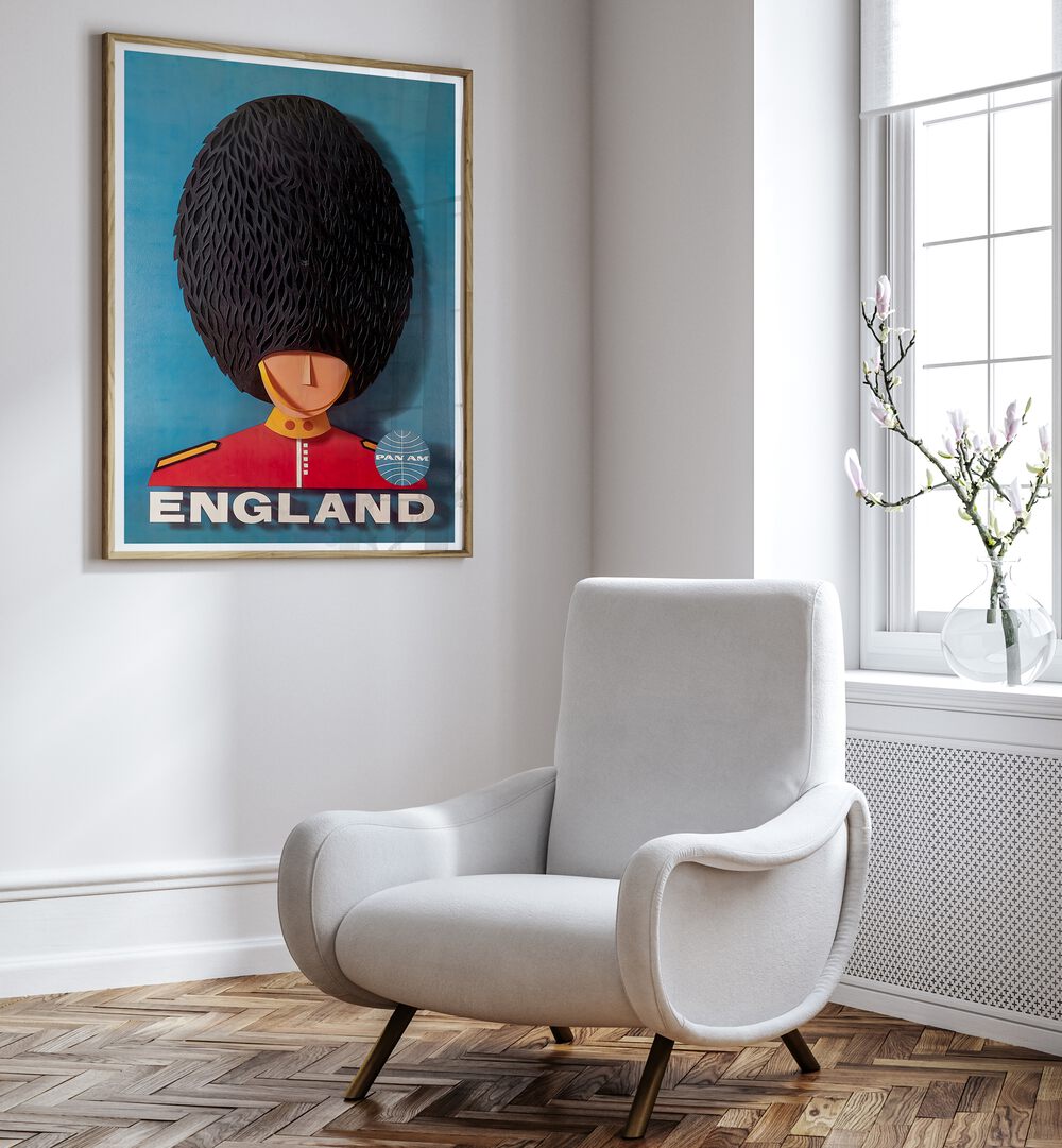 Stylish living room featuring ENGLAND, VINTAGE TRAVEL POSTERS, adding charm and character to your decor.