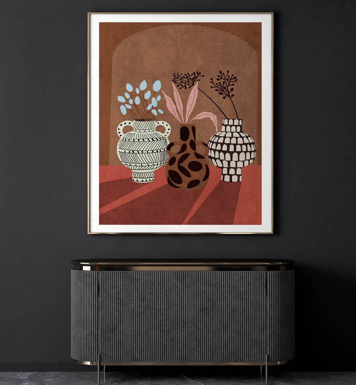 Stunning FLOWER VASE V, BOHO ART PAINTINGS by Emel Tunaboylu, perfect for enhancing any stylish space.