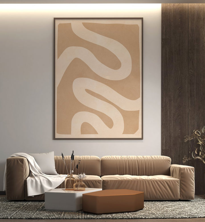 Stylish living room featuring EXPRESSIVE LINES V, ABSTRACT PAINTINGS, enhancing modern decor with artistic flair.