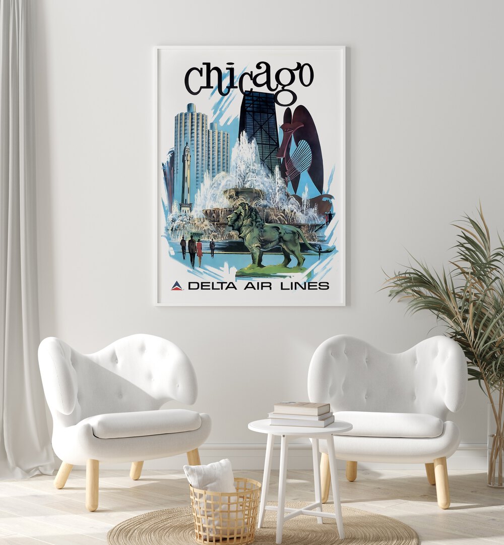 CHICAGO II, VINTAGE TRAVEL POSTERS showcase iconic city landmarks, perfect for adding charm to any space.