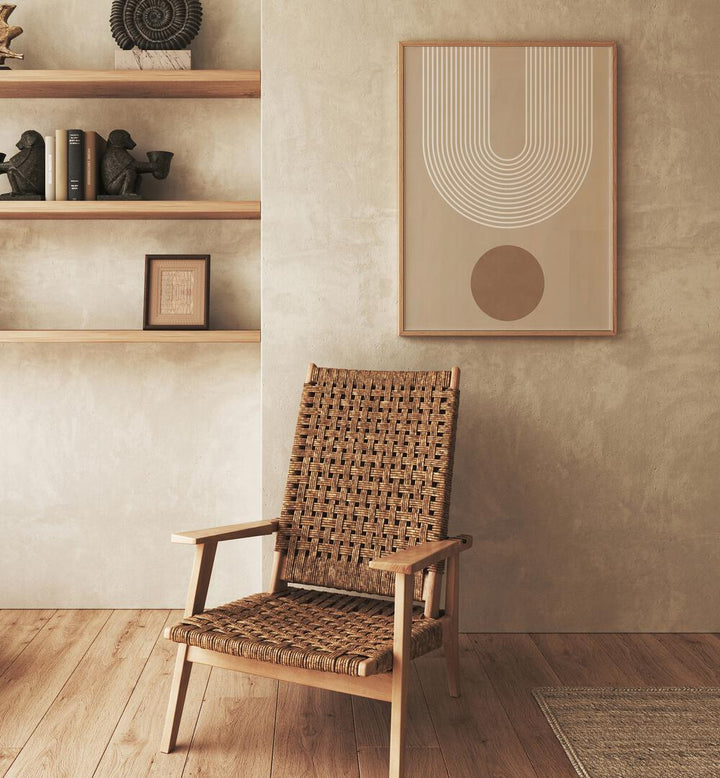 Stylish BEIGE ARC II, BOHO ART PAINTINGS displayed in a chic living room setting, enhancing elegance and functionality.