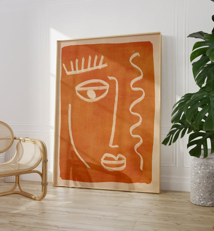 Stunning ABSTRACT FACE PORTRAIT, BOHO ART PAINTINGS enhancing a modern space with bohemian charm and artistic flair.