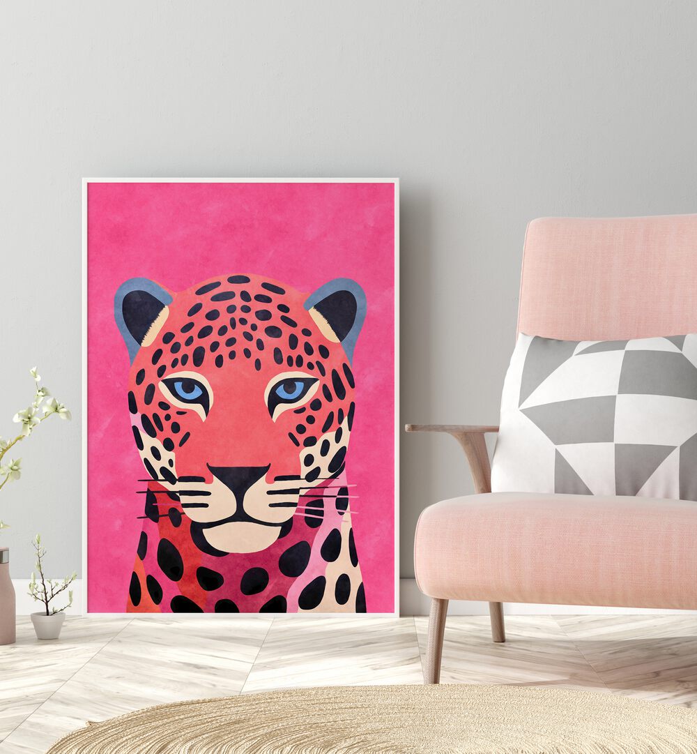 Vibrant PINK CHEETAH animal paintings by Andrea Haase, perfect for wildlife art lovers. Ideal for home decor.