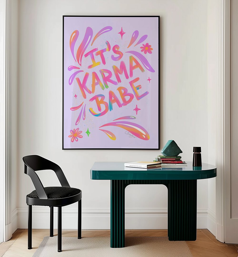 Colorful KARMA BABE, FASHION POSTERS by Baroo Bloom add inspiration and style to your living space decor.