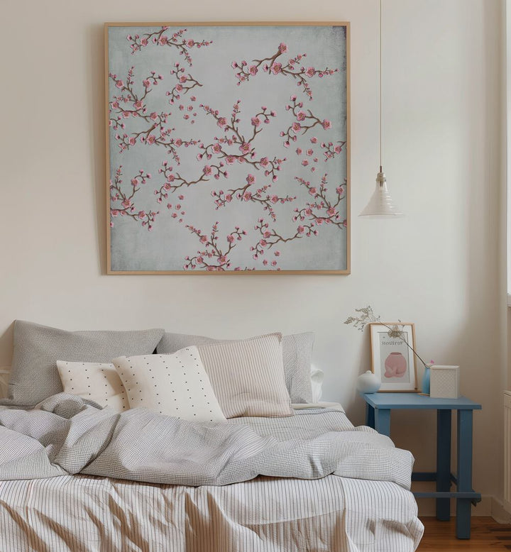 Elegant CHERRY BLOSSOM PINK FLOWERS, FLORAL FLOWER PAINTINGS enhance modern decor with their delicate beauty and charm.
