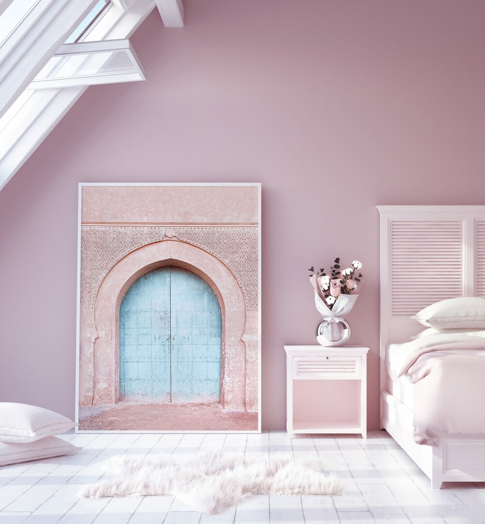 Vibrant TURQUOISE DOOR, INDIAN ART PAINTINGS, enhances any space with unique style and aesthetic appeal.